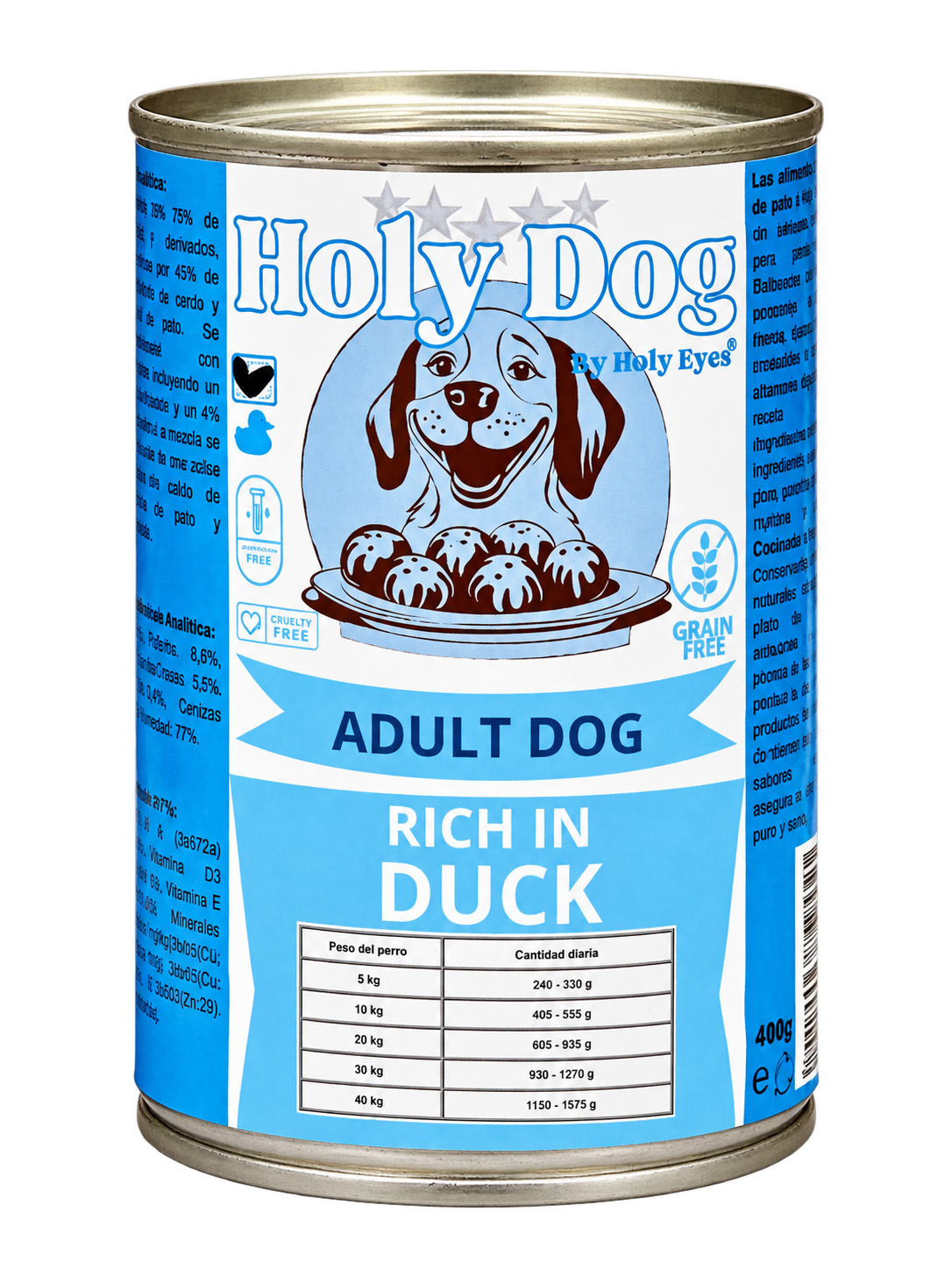 Lata real de comida húmeda Holy Dog con pato